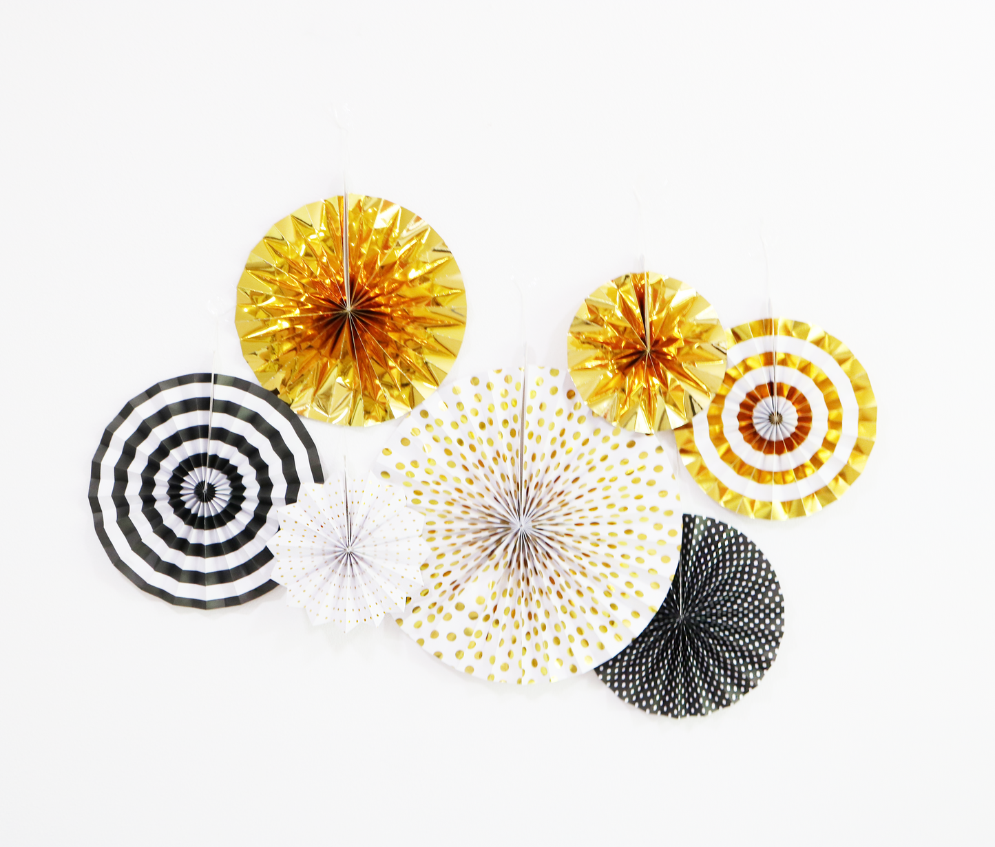 7 piece Black and Gold Pinwheel Set
