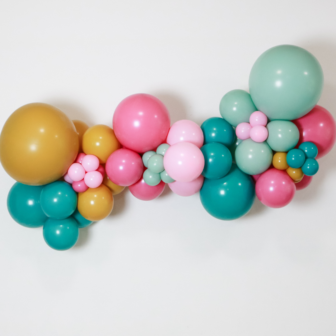 Retro Rainbow DIY Balloon Garland Kit, retro, groovy, bright, colorful, balloon garland kits, confete balloons