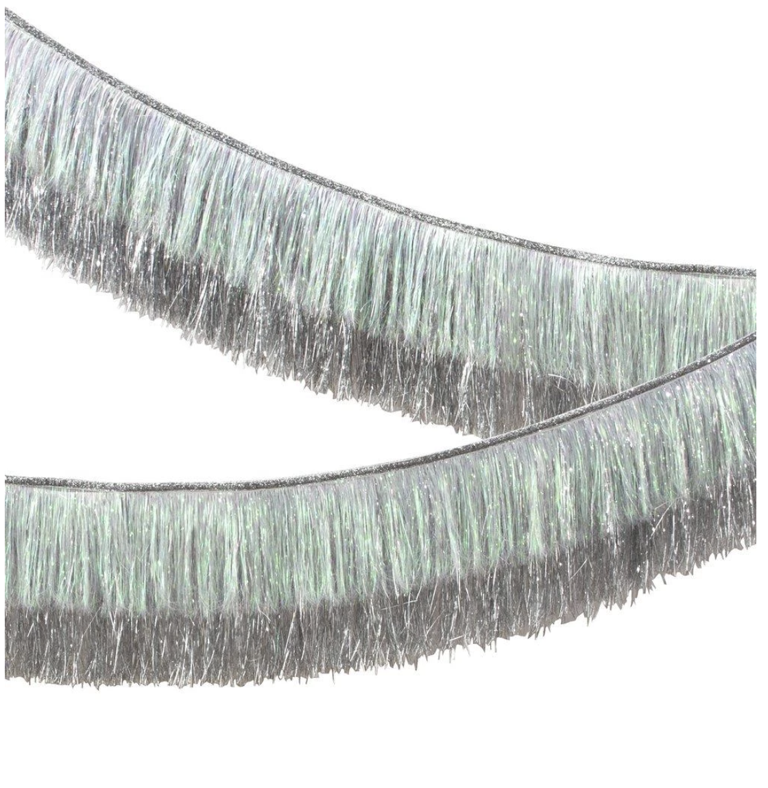 Silver Iridescent Tinsel Fringe Garland