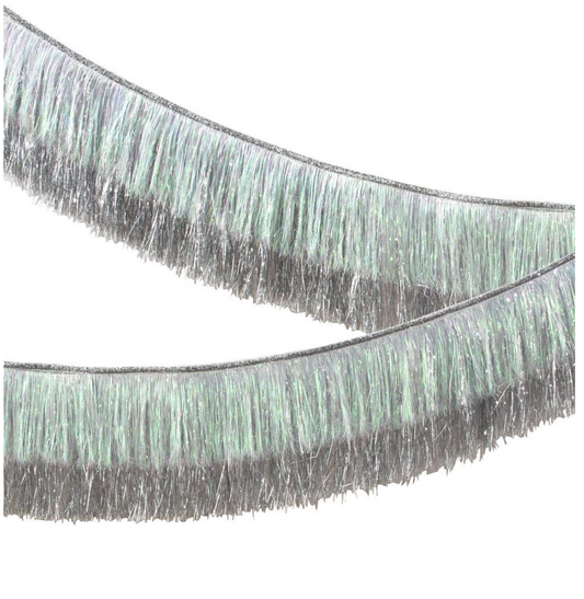 Silver Iridescent Tinsel Fringe Garland