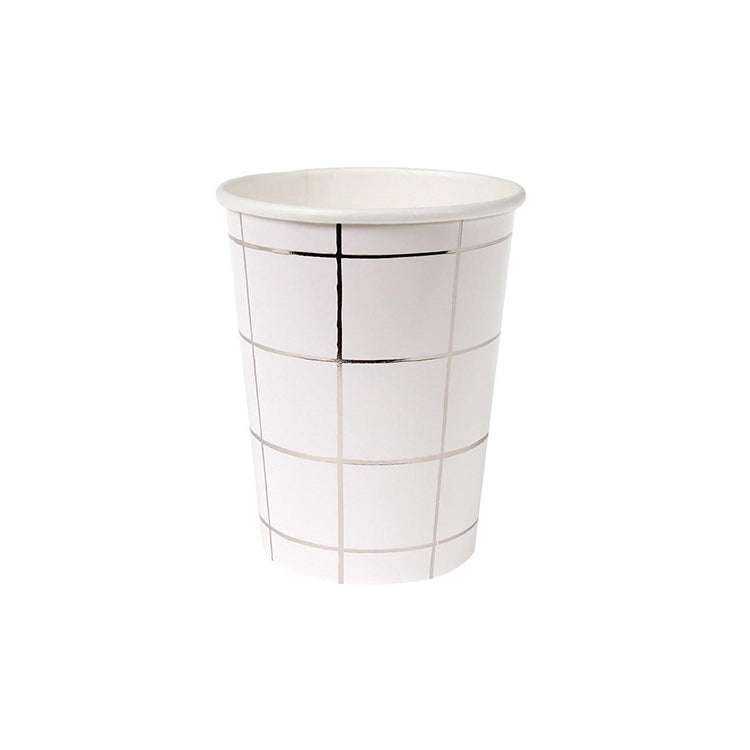 Metallic Silver Grid Paper Cups