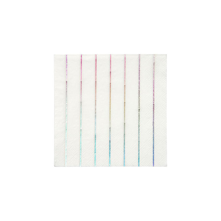 Silver Holographic Striped Small Napkins