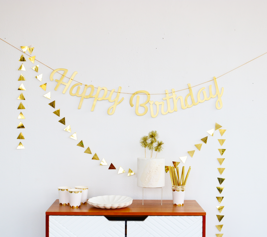 Gold Metallic Happy Birthday Banner