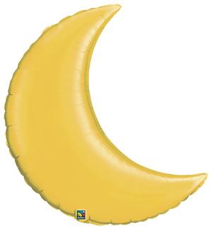 Metallic Gold Crescent Moon Mylar Balloon-  You will be over the moon when you see this balloon in person.  Add it to a balloon garland or inflate it with helium and let it float above your table.